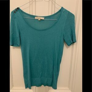 Loft turquoise short sleeve sweater top XS